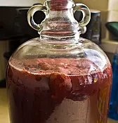 Anybody know if this is good or bad? |  I have a demijohn of wine which I added finings to.The next day, a large pink...